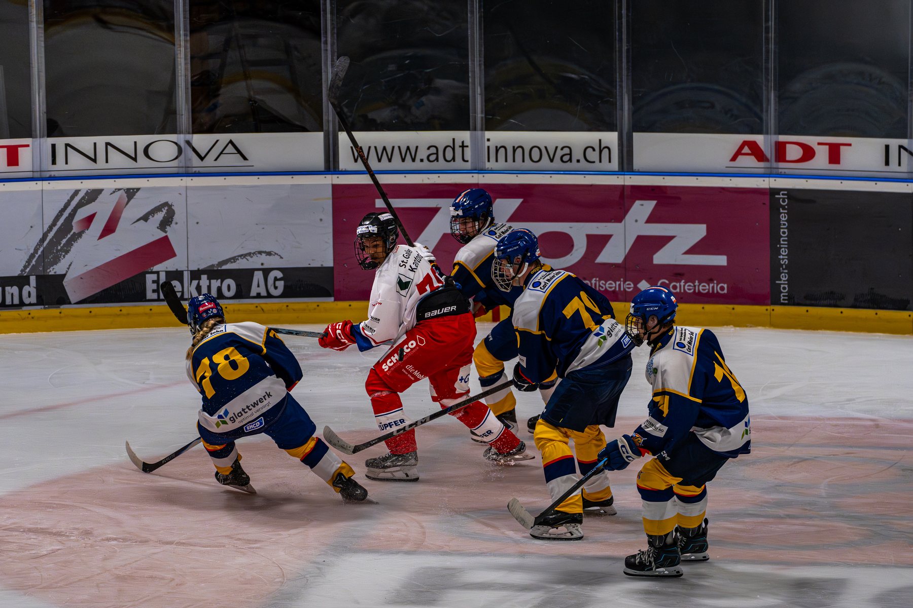 Gedränge vor der Bande zwischen Rapperswil und Dübendorf